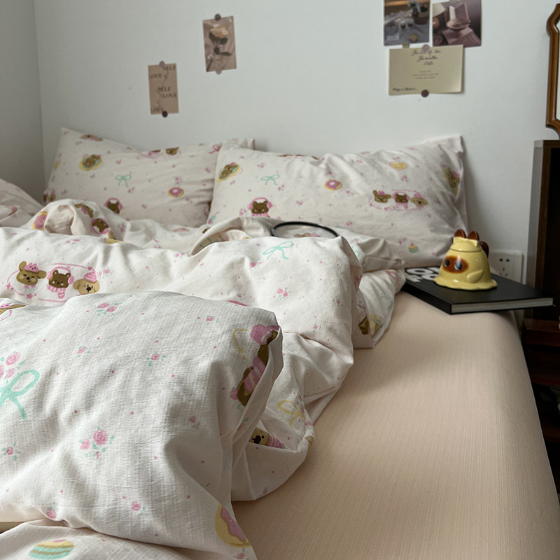 A类纯棉全棉床上四件套2025新款被罩床单被套学生宿舍三件套床笠4