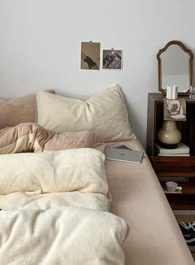 冬季双面牛奶绒四件套床上用品加厚珊瑚绒法兰绒床单人被套三件套