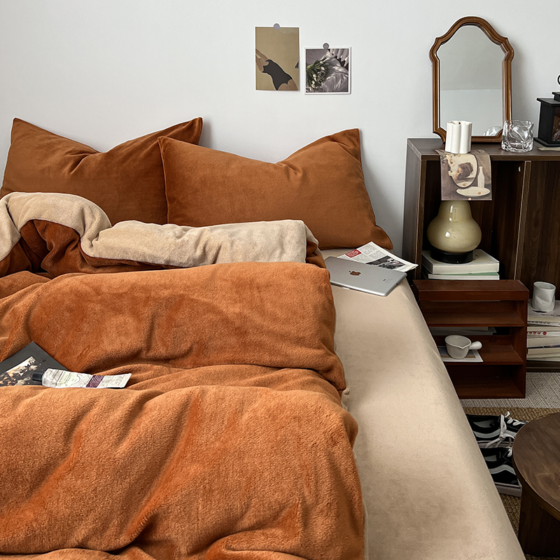 床单款四件套牛奶绒简约蓄热保暖
