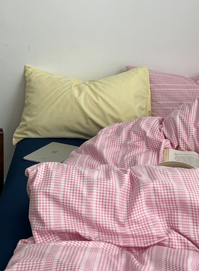 A类ins风全棉纯棉床上用品四件套被罩床单被套学生宿舍三件套床笠