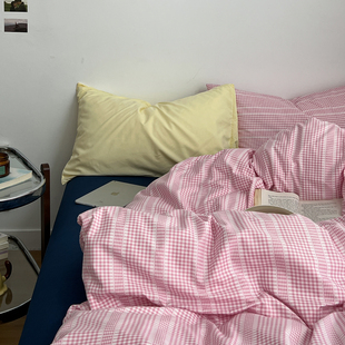 A类ins风全棉纯棉床上用品四件套被罩床单被套学生宿舍三件套床笠