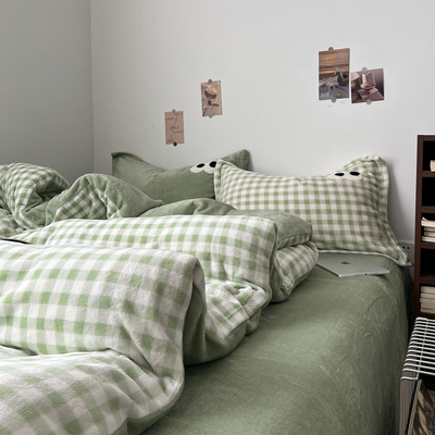 A类牛奶绒四件套加绒加厚