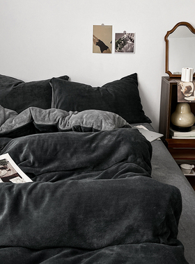 冬季加厚牛奶绒四件套床上用品双面绒珊瑚绒床单法兰绒被套三件套