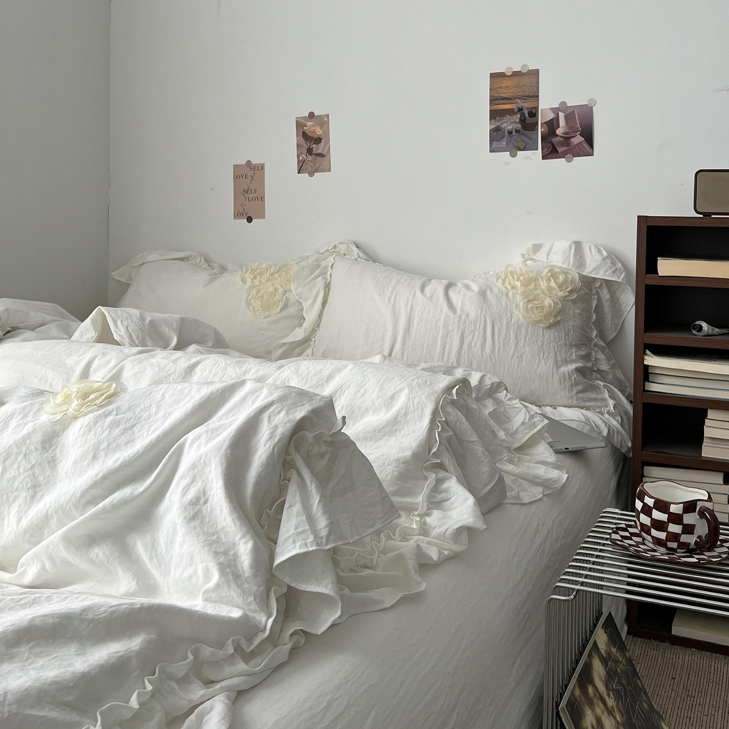 法式花边A类纯棉床上四件套立体绣花全棉被套床单3件套被罩床笠款