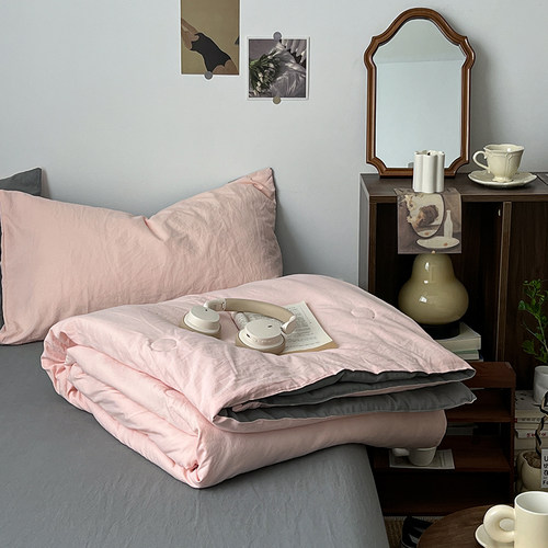 夏季可机洗薄被子空调被四件套夏凉被双人被芯三件套学生宿舍床笠