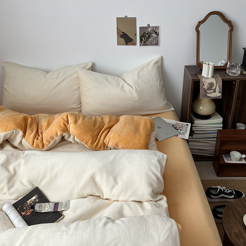 床单款四件套牛奶绒简约蓄热保暖