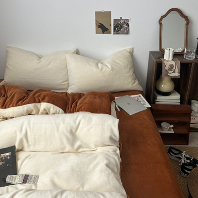 床单款四件套牛奶绒简约蓄热保暖