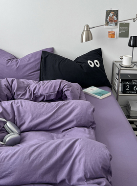 ins四件套纯棉全棉床上用品被套被罩床单床笠单人学生宿舍三件套4