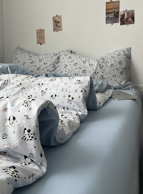 A类纯棉全棉四件套床上用品被套床单被罩单人学生宿舍三件套床笠4