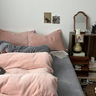 床单款四件套牛奶绒简约蓄热保暖