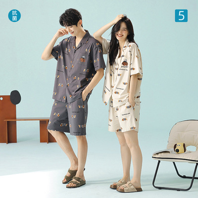 【抗菌新疆棉】高品质！夏季纯棉情侣短衣短裤睡衣居家服套装