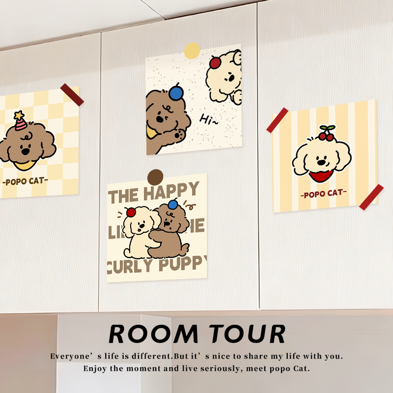 卷毛小狗厨房橱柜贴纸防油防潮翻新柜子贴画自粘防水墙贴装饰遮丑,家居饰品,门贴,淘宝优惠券,粉丝福利购,淘宝优惠卷