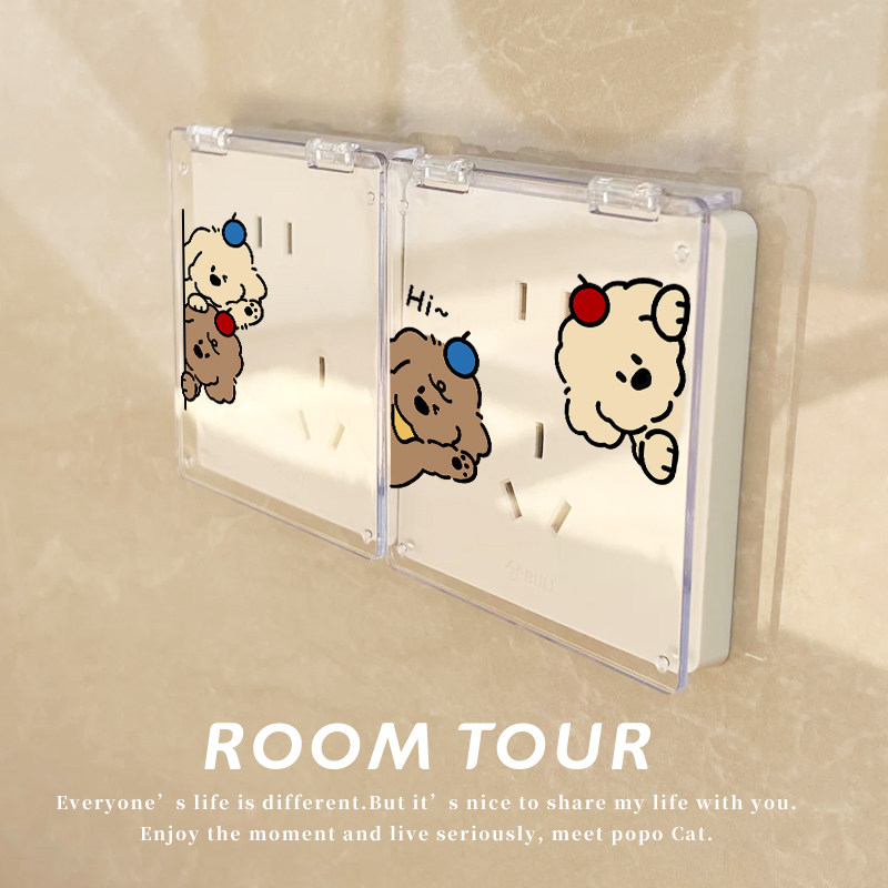 小狗看家插座遮挡装饰中央空调面板遮挡盖遮丑防水插板保护盖罩,家居饰品,开关贴,淘宝优惠券,粉丝福利购,淘宝优惠卷