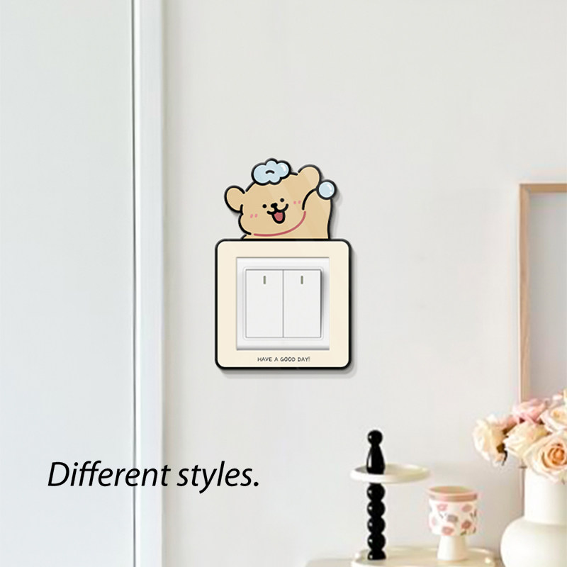 洗澡狗子开关贴高级感创意开关边框套家用插座保护套遮丑墙贴装饰,家居饰品,开关贴,淘宝优惠券,粉丝福利购,淘宝优惠卷