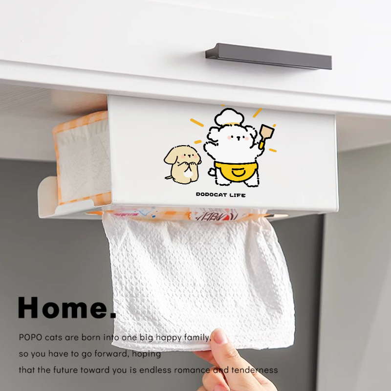 腊肠狗厨房纸巾架免打孔悬挂式