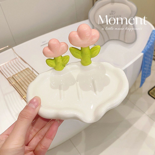 创意花朵肥皂盒家用高档多功能大号香皂盒沥水浴室可爱高级感皂碟