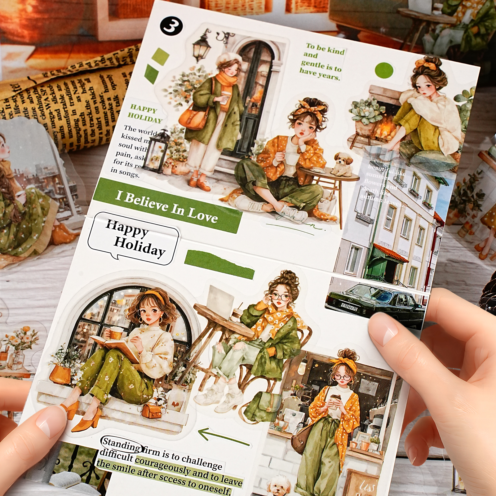 岁暖常安PET贴纸包少女人物贴画