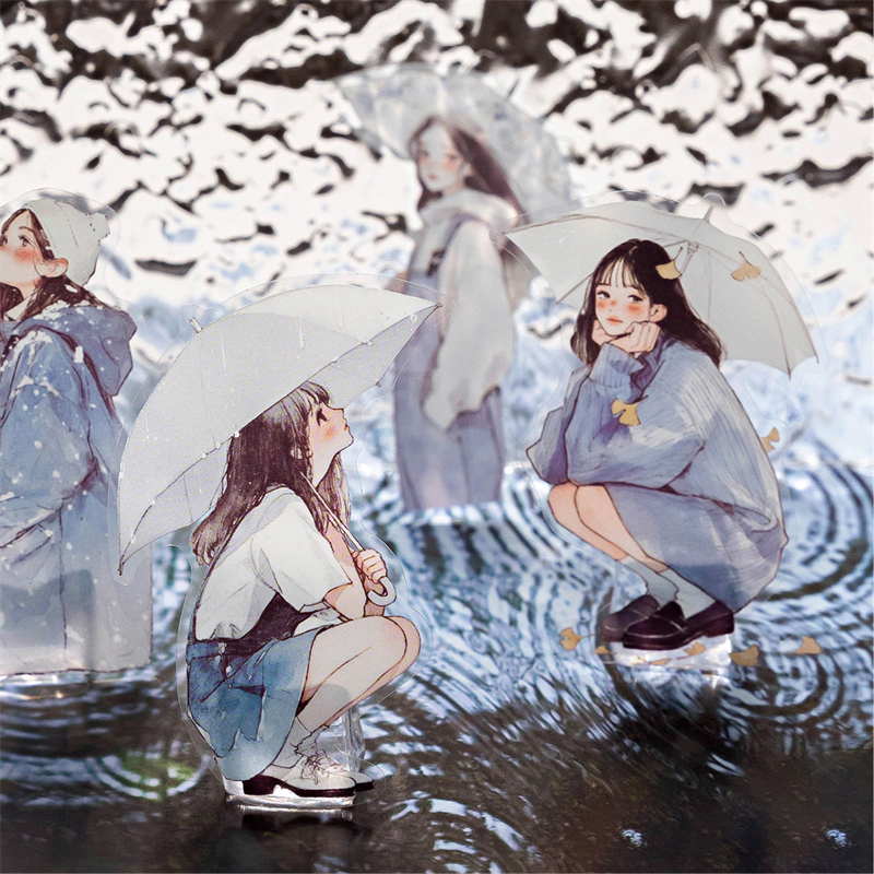 雨声序曲PET贴纸包人物素材贴画