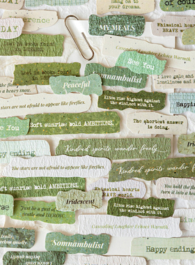零碎心迹特种纸英文小纸条贴纸包复古盐系咕卡手帐拼贴装饰素材贴