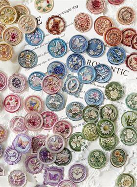 时光匣子滴胶贴纸复古立体仿火漆印章款手帐信封贺卡请柬封口贴画