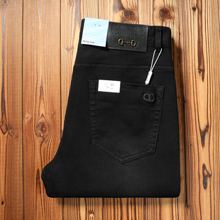 纯黑色牛仔裤 2025秋冬新款 舒适百搭微弹厚款 直筒宽松五袋款 子 男士