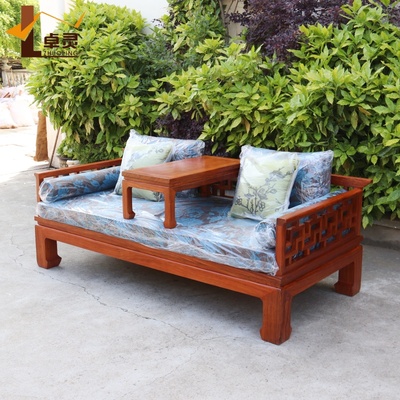 新中式刺猬紫檀红木客厅罗汉床