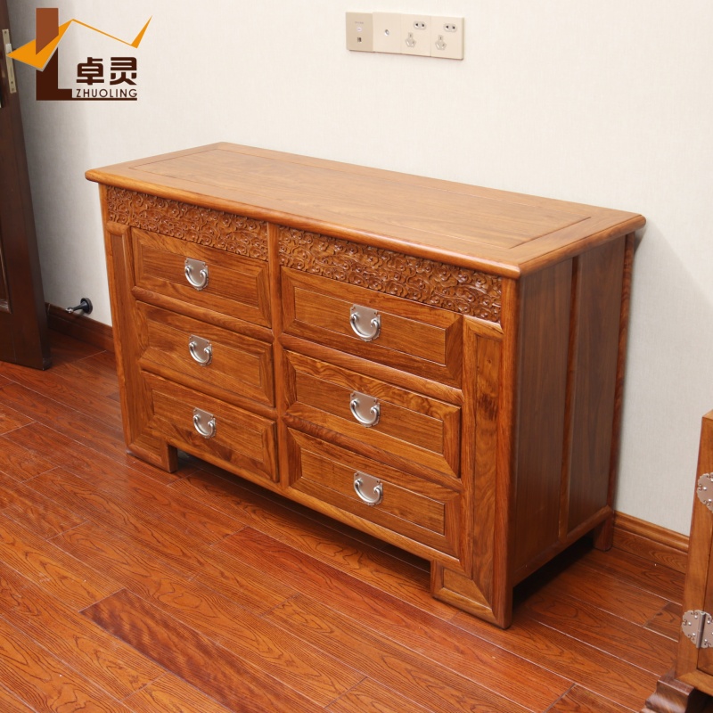 刺猬紫檀红木新中式卧室六斗柜