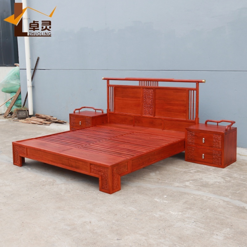 刺猬紫檀红木新中式卧室双人大床