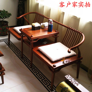 刺猬紫檀红木西施双人椅客厅新中式大果紫檀沙发椅京瓷花梨木家具