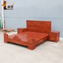 新中式 双人床刺猬紫檀红木品质家具主卧花好月圆大床苏花梨木婚床