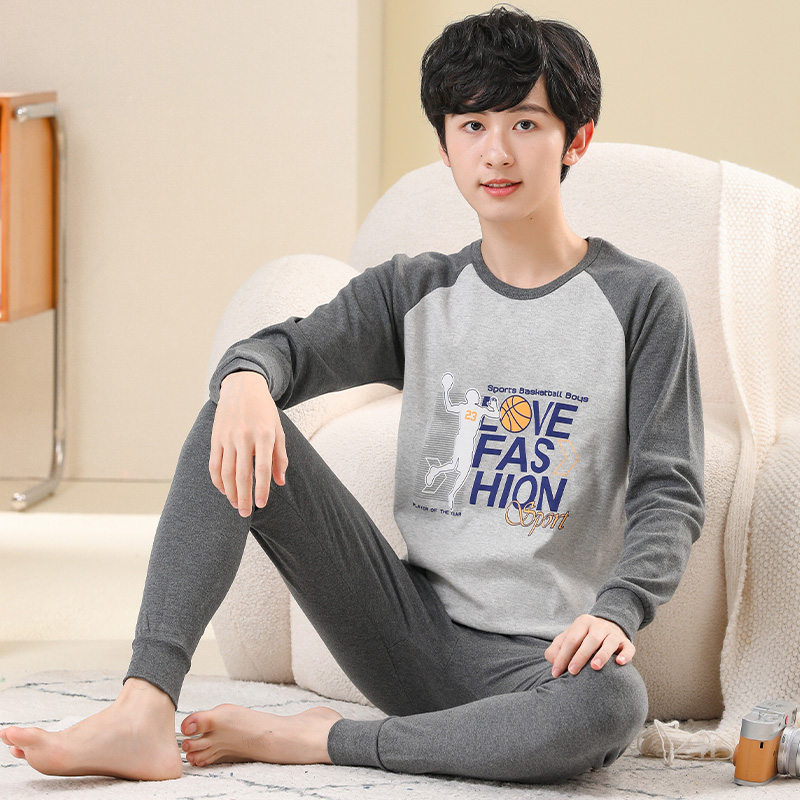 青少年纯棉秋衣秋裤套装男男孩线衣线裤大童全棉男童保暖内衣睡衣