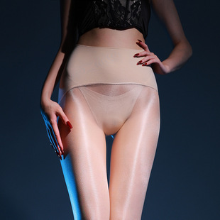 诉吻霓虹舍宾光泽珠光油亮无缝裆丝袜40D缎感闪亮高腰开档连裤袜