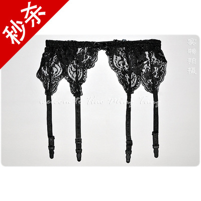 黑色红色蕾丝刺绣花细网眼吊袜带