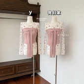 碎花真两件收腰绑带T恤女春季 温柔甜美修身 显瘦设计感上衣