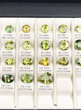 天然蓝宝石裸石黄色蓝宝石戒指圆椭圆水滴特异彩色宝石金项链吊坠