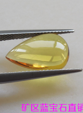 矿区收藏素面水滴形5.15克拉金黄色天然蓝宝石裸石定制K金镶首饰