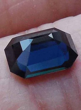 男女士戒指透蓝色净度好长方天然蓝宝石裸石戒面6*8MM