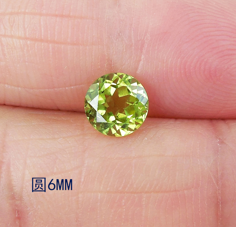天然橄榄石裸石戒面 圆形6MM-8MM定制镶嵌92518K金首饰女
