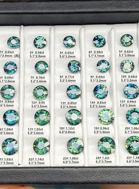 teal水鸭绿蓝绿色圆形天然蓝宝石