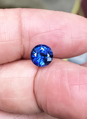 斯里兰卡皇家蓝色天然蓝宝石裸石彩宝圆形定制镶嵌18K金戒指吊坠