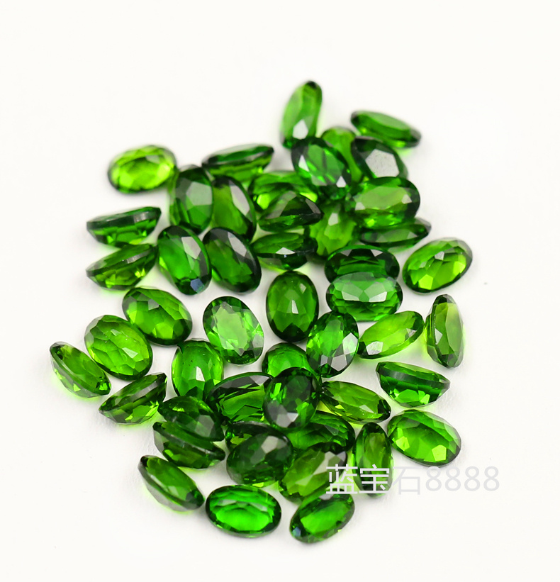 彩色宝石戒面椭圆形天然透辉石裸石4*6-7*5MM定制镶K金手链耳钉女