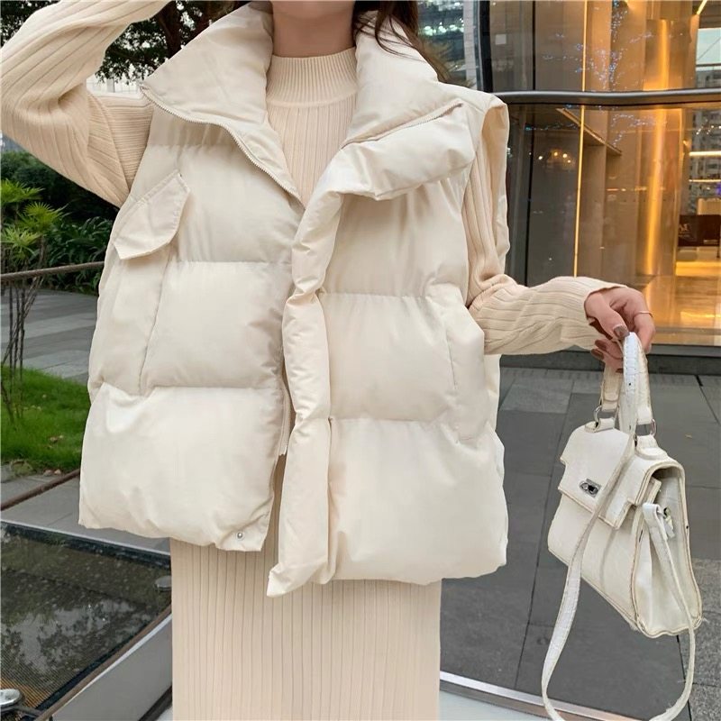 冬季新款羽绒棉马甲女2023韩版坎肩外穿短款背心时尚百搭棉衣外套