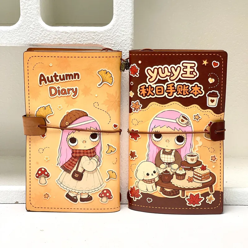 卡通可爱小玉彩页A6牛皮tn本活页笔记本记事本印花