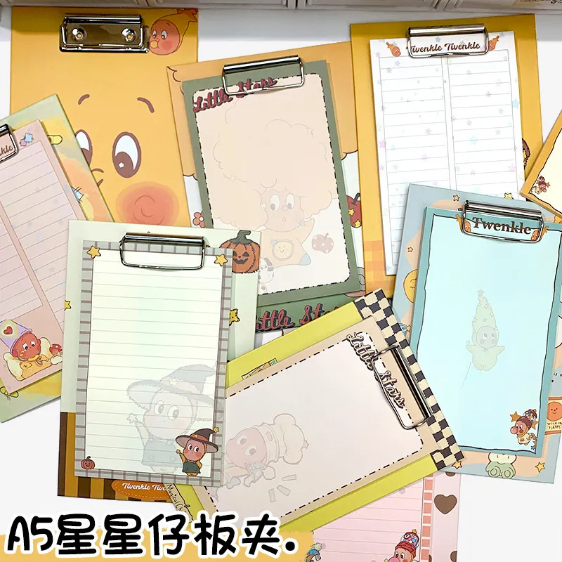 新款a5星星仔板夹便签卡通写字文件夹板会议记录便携板夹写字垫板