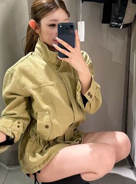 INS 秋季新款时尚设计感复古百搭宽松显瘦休闲工装夹克外套女