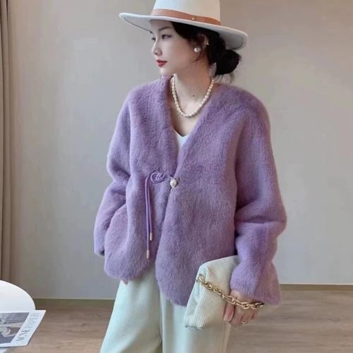 （衣长53）国风盘扣女款时尚气质百搭V领环A修身显瘦大气外套