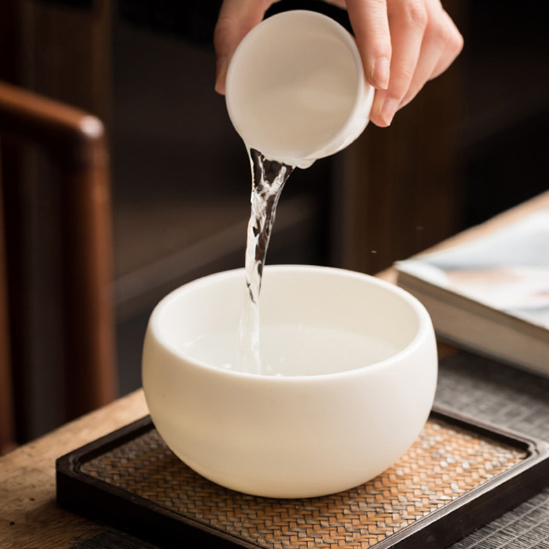 羊脂玉小茶洗笔洗德化白瓷家用建水水盂功夫茶具陶瓷配件小号杯洗