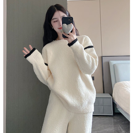 把快乐吃掉「Daily Gtra」睡衣女秋冬款珊瑚绒套头保暖家居服套装