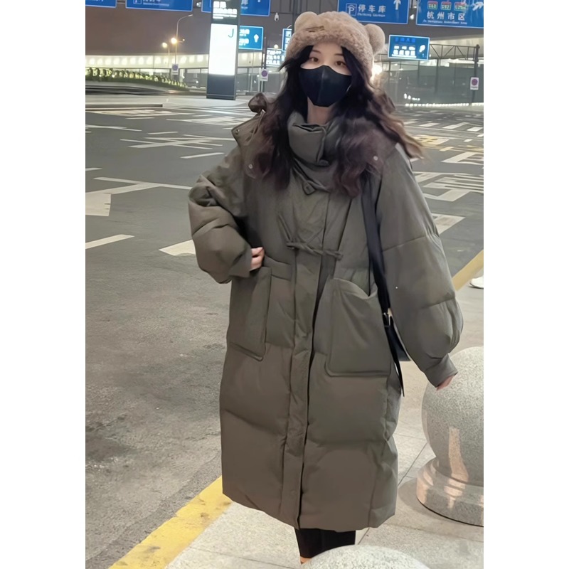 300斤连帽加厚中长款棉衣棉服