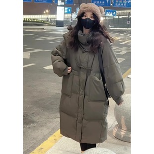 300斤胖mm大码 宽松中长款 女装 新款 面包服 连帽加厚棉衣棉服冬季